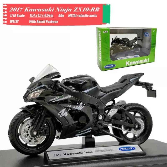 Diecast Motor Kawasaki Ninja Zx 10R Skala 1:18 Miniatur Motor Mainan