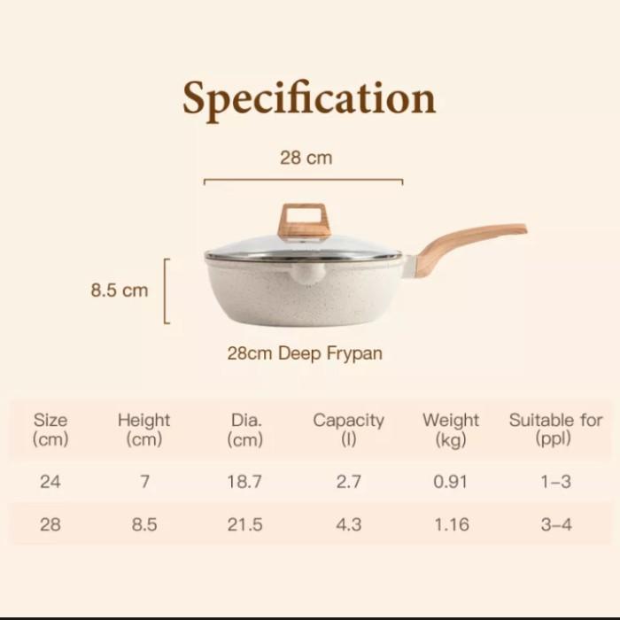 Carote Deep Fry Pan Ice Cream 28 Cm Plus Tutup