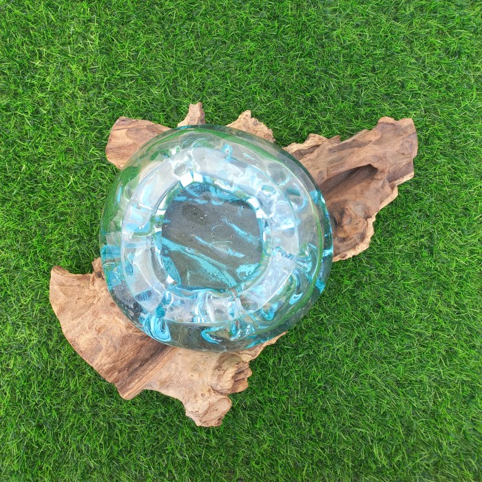 Terbaru Asbak Kaca Tiup Alas Kayu Dekorasi Kerajinan Bali Home Decor Unik Promo Terlaris