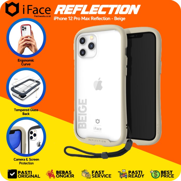 iFace iPhone 12 Pro Max Reflection Beige Softcase Anti Crack Military