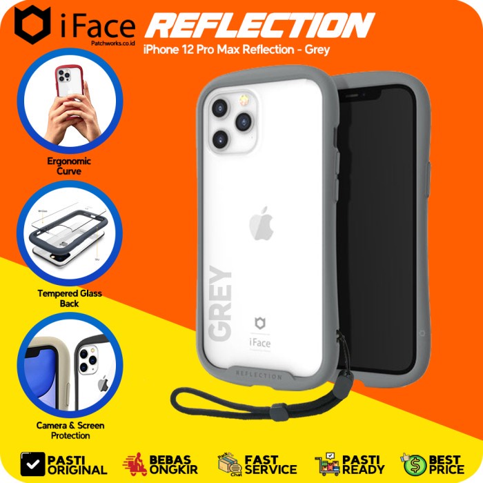 iFace iPhone 12 Pro Max Reflection Grey Softcase Anti Crack Military