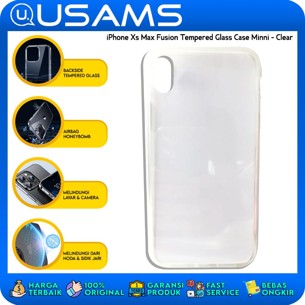 USAMS iPhone Xs Max Fusion Tempered Glass Case Minni Clear Anti Crack