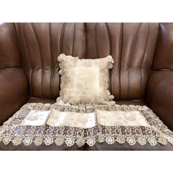 Sarung Bantal Sofa/Kursi Renda Lace 40X40 + Taplak