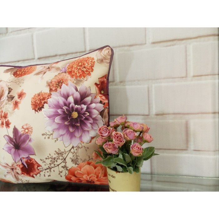Sarung Bantal Sofa Mewah Unik Sbk Set Shabby Chic Cantik Crysant Ungu