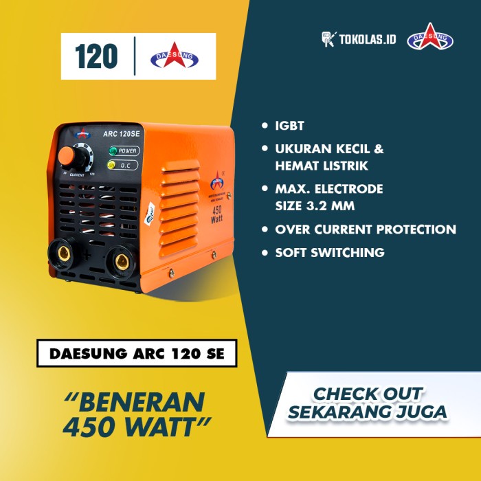 Mesin Travo Las Inverter Daesung Mma Arc 120 Se Arc120 450 Watt 450 W