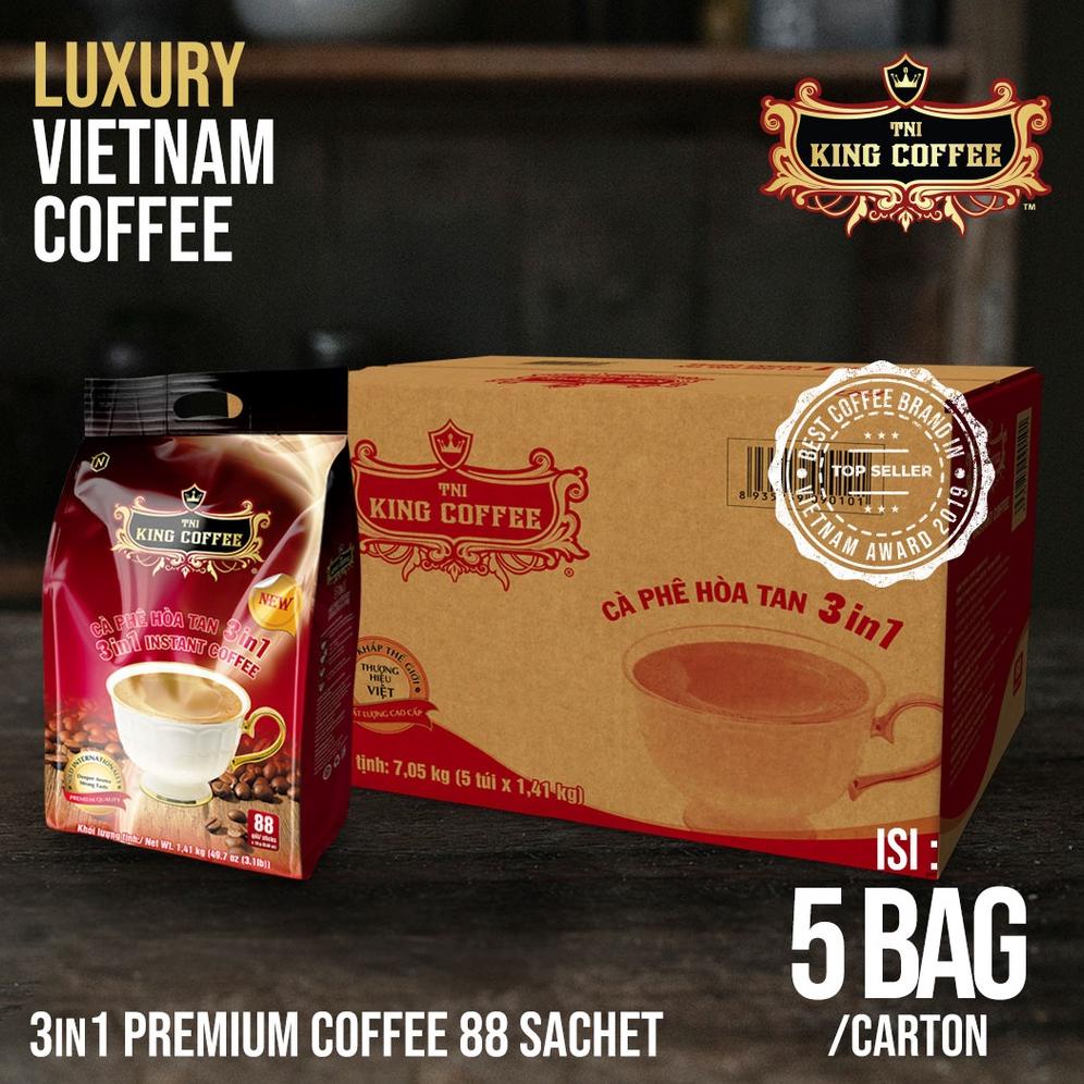 

DUS KARTON King Coffee Premium 3 in 1 5 Bags Per Bags isi 88 sachets Kopi Vietnam Trung Nguyen