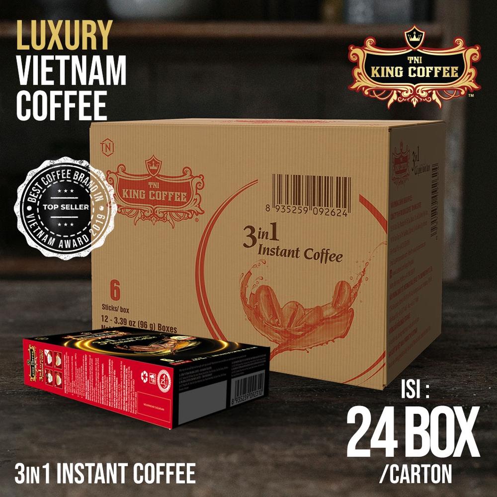 

DUS KARTON King Coffee 3 in 1 Premum 24 Box Per Box isi 6 sachets Kopi Vietnam Trung Nguyen