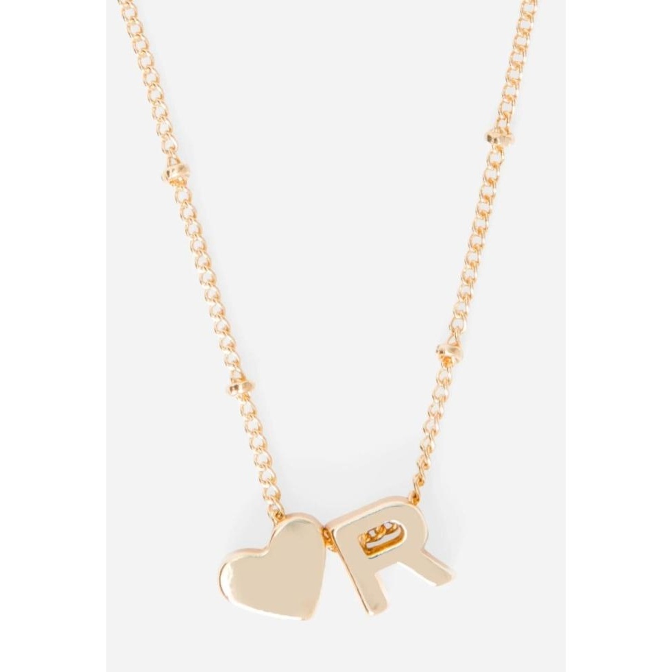 BIG SALE JUSTICE INITIAL HEART NECKLACE R GOLD - KALUNG ANAK PEREMPUAN 