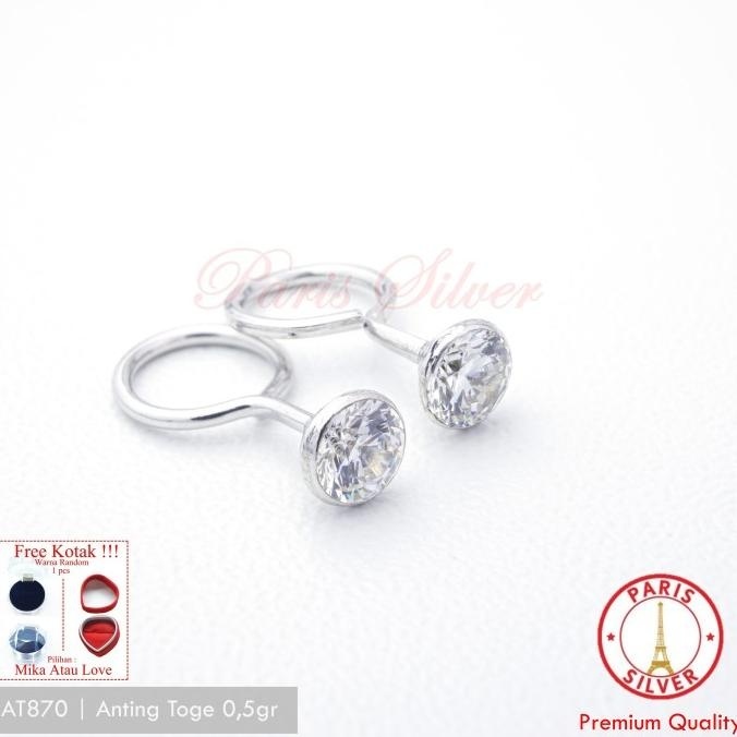 READY STOCK ANTING TOGE KECIL BAYI PERMATA PERAK 925 LAPIS EMAS GIWANG TEKUK 