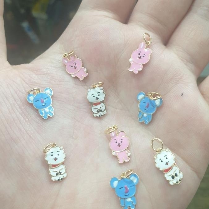 BIG SALE LIONTIN BANDUL KALUNG ANAK KARAKTER LUCU BIRU PINK EMAS ASLI 375 8K 