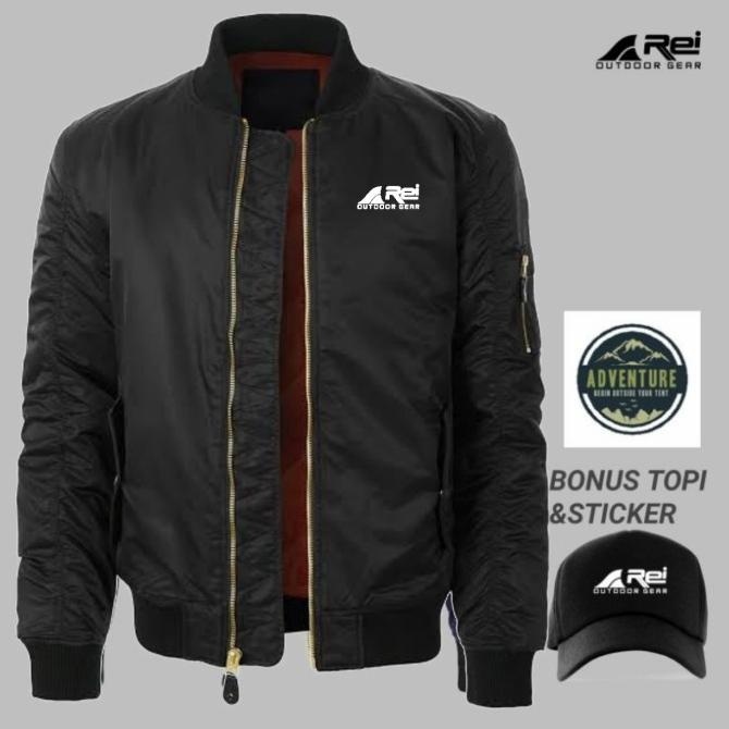 NEW PRODUK JAKET REI BOMBER PARASUT BONUS TOPI & STIKER (BIG COD) 