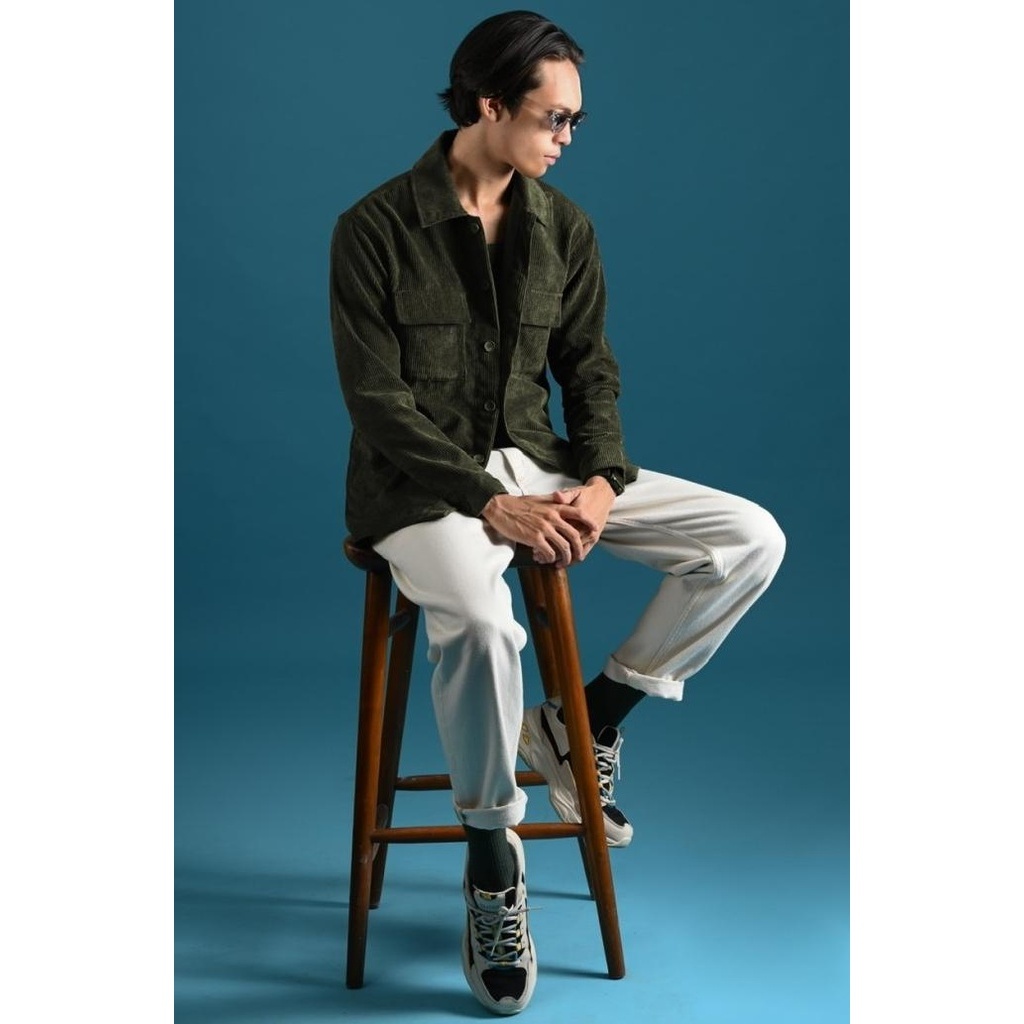 TERBARU JAKET PREPP STUDIO CORDUROY OVERSHIRT JACKET ARMY 