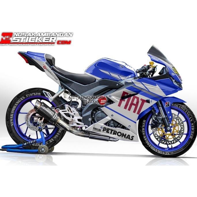 Decal Motor Sticker Motor Yamaha R15 V3 Fiat Biru Putih 002