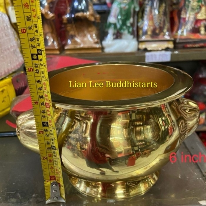 WADAH DUPA HIOLO KUNINGAN KEPALA SINGA 6 INCH