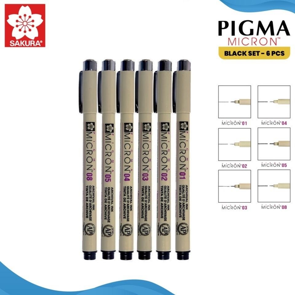 

Drawing Sakura Pigma Cron Set 6 Pigment Ink Pul Gambar - Set 6- Shabg