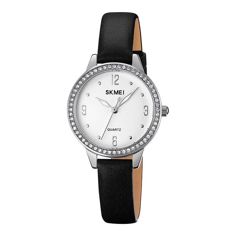 [LAST CHANCE DEALS] Jam Tangan Wanita SKMEI 2027SIBK Ladies Silver Dial Black Leather Strap