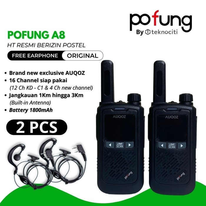 AUQOZ X POFUNG A8 WALKIE TALKIE 2 PCS - RADIO HT 888S PRO MAX 99CH