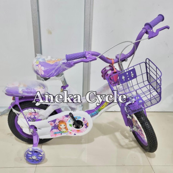 [Original] Sepeda Anak Cewek Roda Empat Mini Emerson 12 Sepeda Anak Perempuan Terbaru