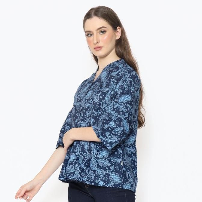 Rodeo - Blouse Batik Wanita - Nastya Batik - Navy Terbaik