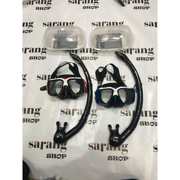 ✅Baru Alat Selam Kacamata Karet Silicon Hitam Dan Snorkel Merk Mares Diskon
