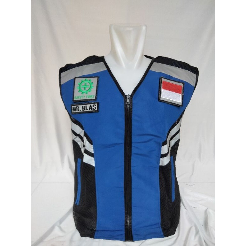 Rompi safety proyek jala taslan Rompi safety terbaru biru hitam