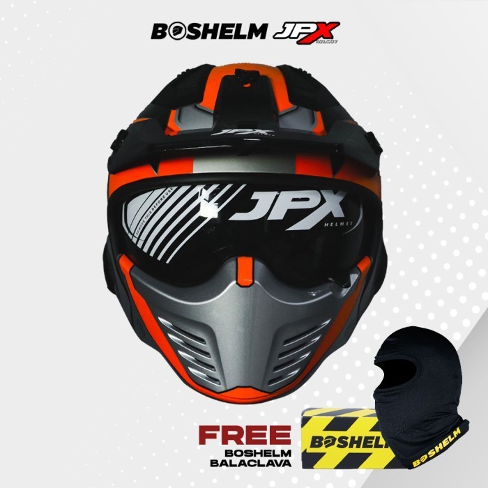 [Ori] Helm Cross Jpx Mx-726R Mx 07 Robot Orange Glossy Helm Full Face Sni Berkualitas