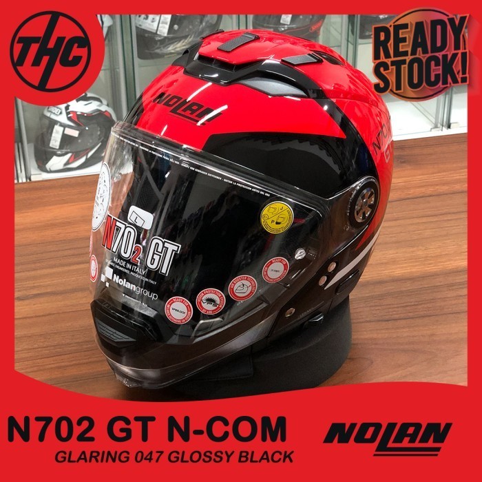 [New] Nolan N702 Gt Col. 047 Glaring N-Com Glossy Black Helm Cross Over Sni Diskon