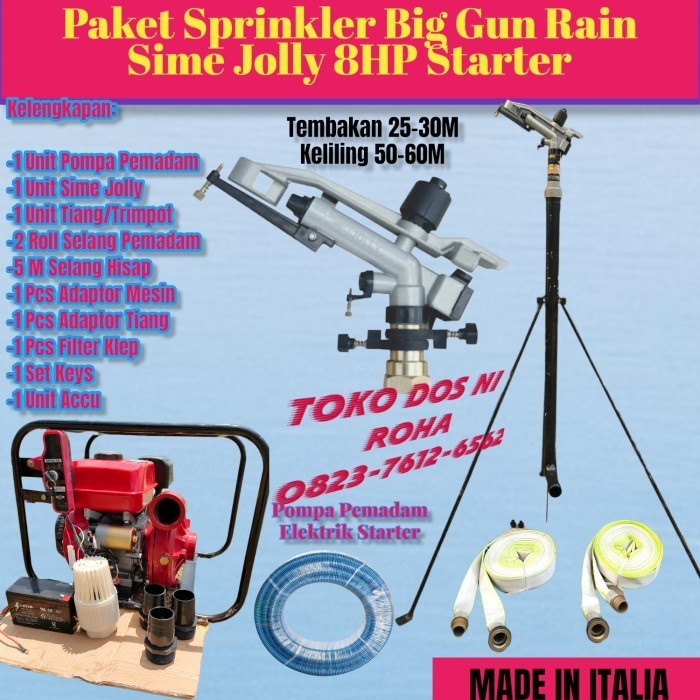 [New] Paket Sprinkler Big Gun Sime Jolly Radius 60M Mesin 8Hp Starter Bensin Terbatas