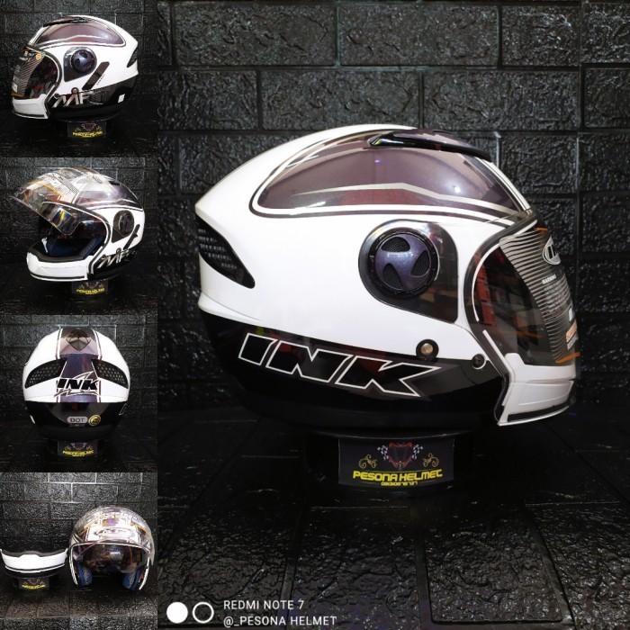 [New] Helm Ink Mf1 One Modular Motif /White Silver Berkualitas