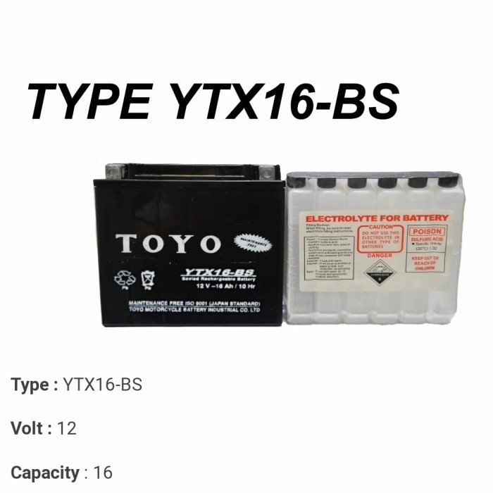 [Ori] Aki Kering Toyo Ytx16 - Bs Motor Gede Harlydavidson Berkualitas