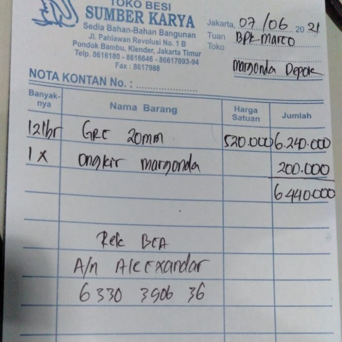 ✅Termurah Nota Bpk Marco 07 Juni 2021 Terbaru