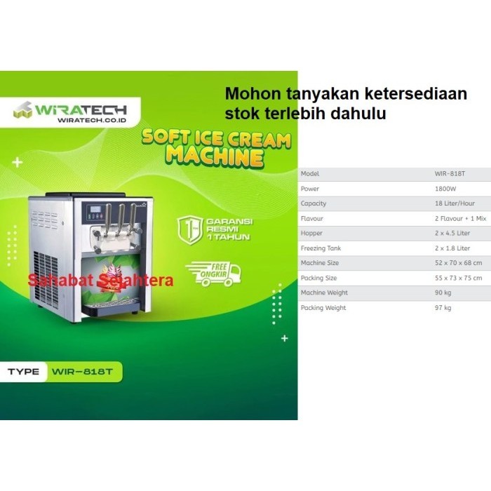 [New] Soft Ice Cream Machine Wirastar Wir-818T Mesin Es Krim 3 Kran Terbatas