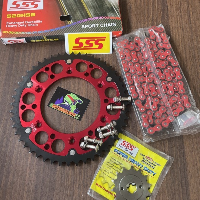 ✅Baru Gear Set Crf 150L 520 Roz Gir Paket 520 Crf 150L Roz Merah Set Sss Terbaru