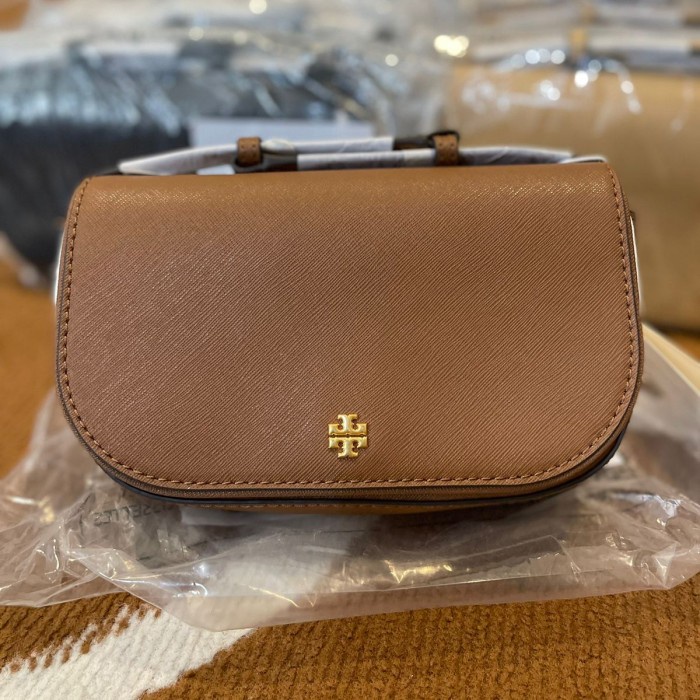 ✅New Tory Burch Emerson Mini Top Handle Crossbody Bag Moose Berkualitas