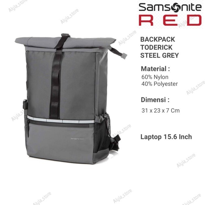 ✅New Backpack Samsonite Red Toderick Steel Grey Laptop 15.6  Tas Samsonite Limited