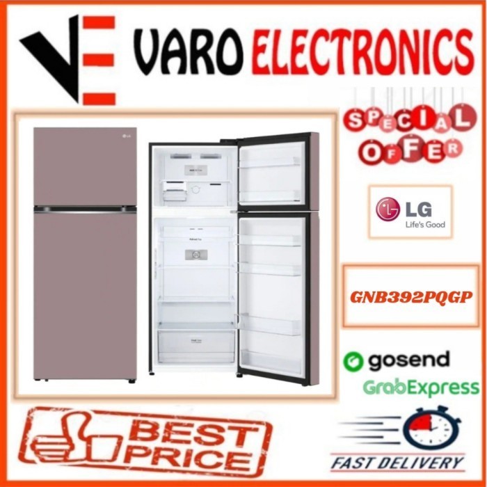 Kulkas LG GN-B392PQGP 2 Pintu Inverter, Kapasitas 395L, Warna Dark Graphite Steel