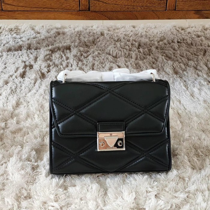 ✅New Tas Original Mk Serena Medium Black Silver Hardware Limited