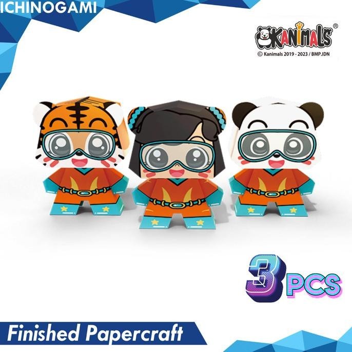 

Kanimals Isi 3 pcs Press Out Papercraft Mainan Kertas (DIY)