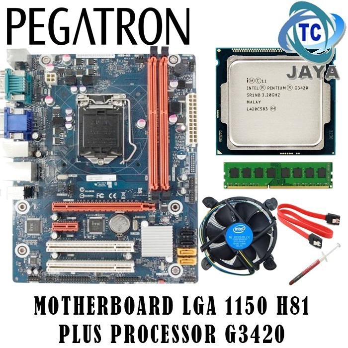 PAKET MOBO LGA 1150 H81 Plus Processor G3420 + RAM 4GB - PEGATRON