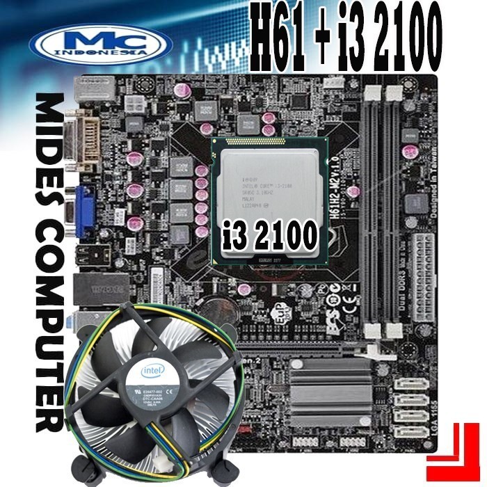MOBO 1155 H61 ECS + Processor i3 2100 + FAN