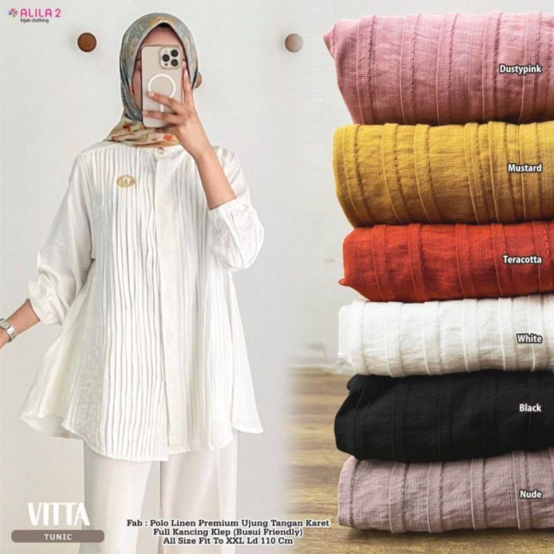 VITTA | ld 110 | Premium Polo Linen | ORI by ALILA | Kemeja blouse wanita lengan panjang