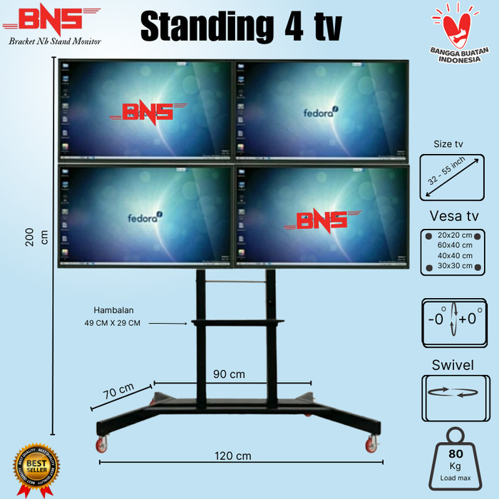 [New] Bracket Stand Standing 4 Tv Tv 32 40 43 50 55 Inch 4 Layar Tv Led Terbatas