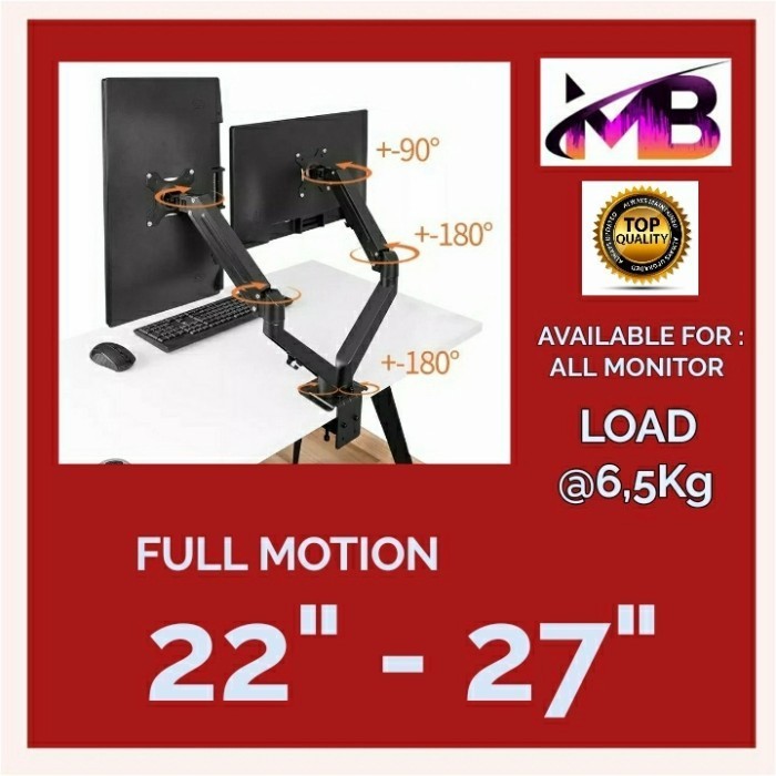 [New] Bracket Dual Monitor Double Arm/Bracket Monitor Dual Arm 22 - 27 Inch Diskon