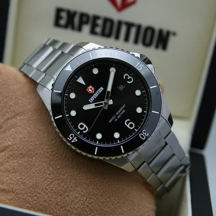 ✅New Jam Tangan Pria Expedition E 6792 E6792 Silver Black Original Limited