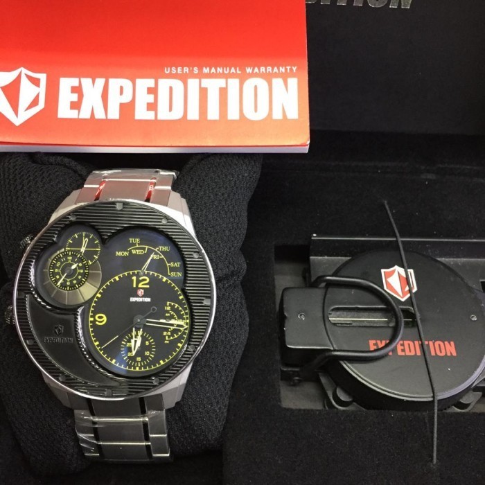 ✅New Jam Tangan Pria Expedition E 6737 E6737 Silver Black Ivory Original Diskon