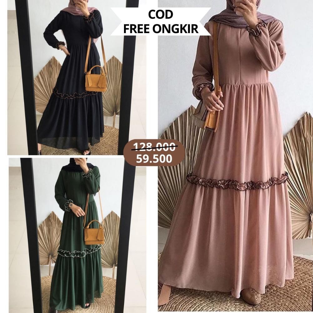 Terlaris Baju Atasan Gamis Febrina Rempel Kombinasi Busui Wanita Muslim Terbaru Kekinian Busui Perem