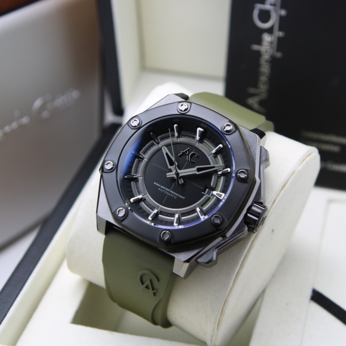 ✅New Ori Alexandre Christie Ac 9601 Black Green Automatic Rubber. Original Limited