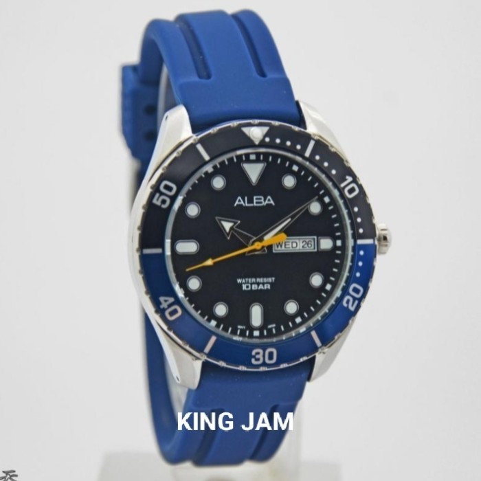 ✅Original Jam Tangan Pria Alba Aj6109X1 Original Blue Rubber Berkualitas