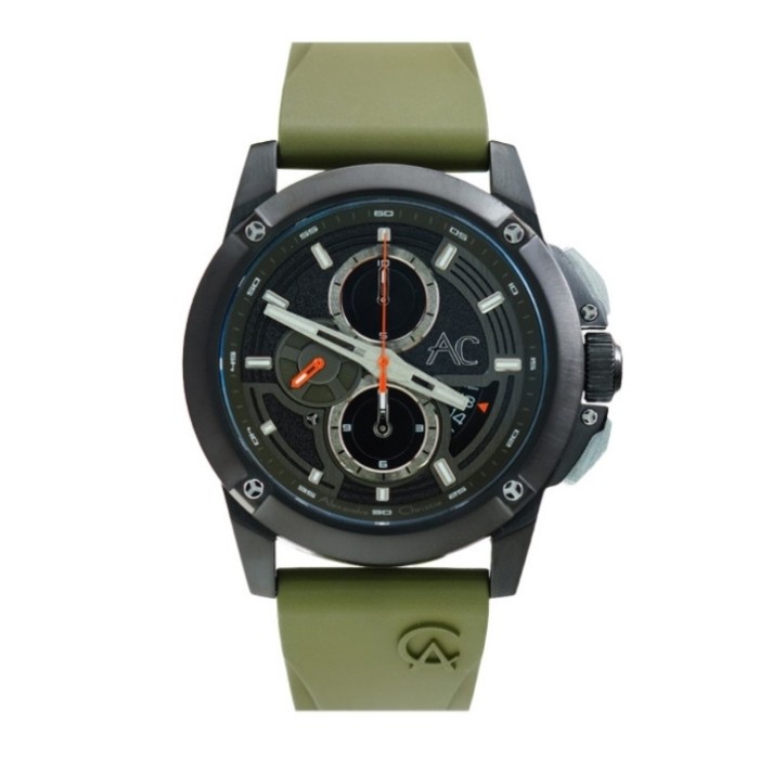 ✅Original Alexandre Christie 9602 Green Rubber Jam Tangan Pria Original Berkualitas