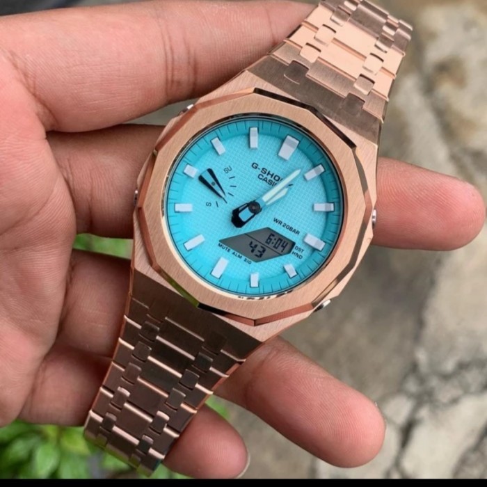 ✅Ori Jamtanganpria Casio Gshock Ga2100 Original Tiffany Rosegold Steel Gen5 Terbatas